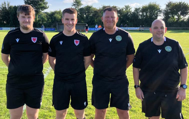 Match officials - Ioan Nevatte, Sion Jenkins, Mark Hicks and Richard Gwyther